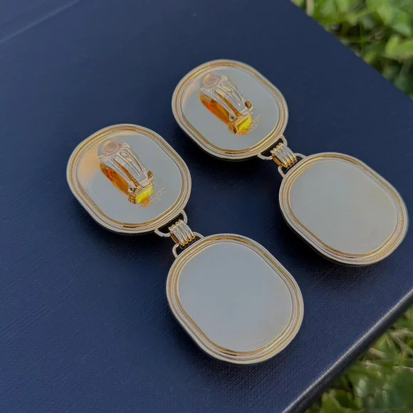 Saint Laurent Gold and Deep Red Earrings - Picture 5 of 6